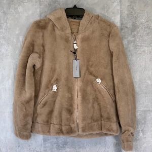 BLANKNYC Sand Stoner Siren Teddy Faux Fur Full-Zip Hooded Coat SZ M